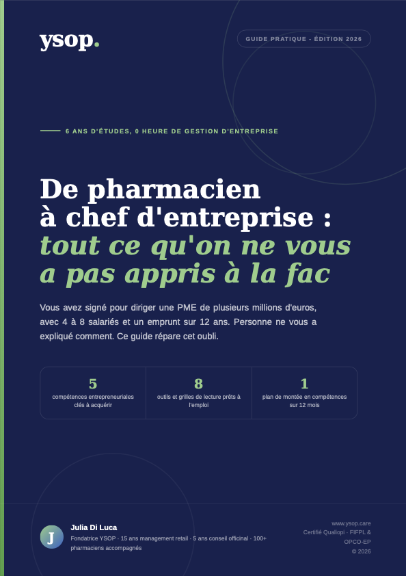 Couverture du guide De pharmacien à chef d'entreprise